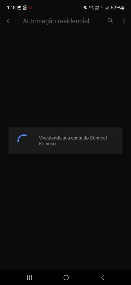 Tela de carregamento da vinculação