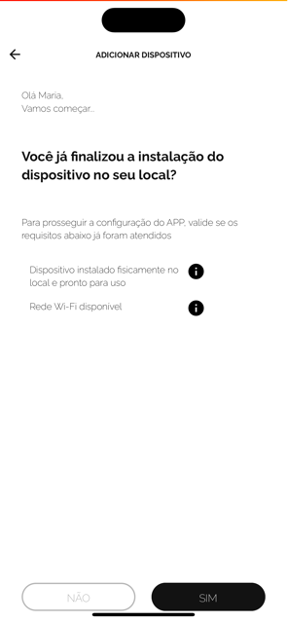 Tela de confirmação que a instalação do dispositivo já terminou